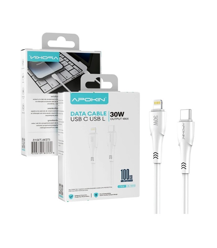 Cable Tipo-C a Lightning 30W 1Metros Blanco