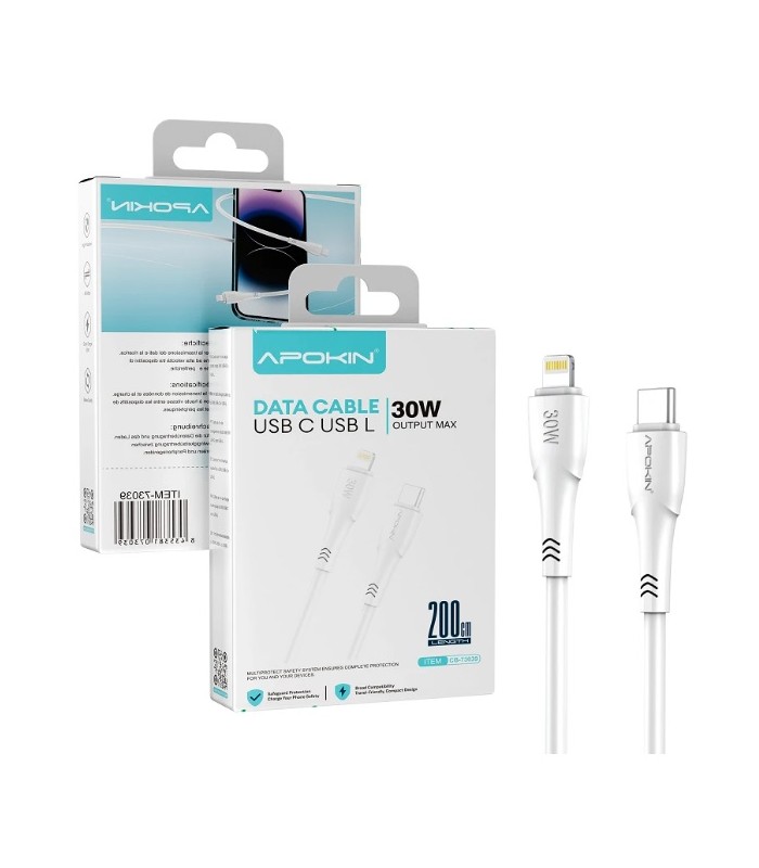 Cable Tipo-C a Lightning 30W 2 Metros Blanco