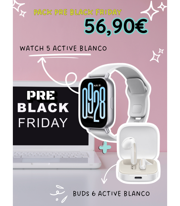 PACK 4 PRE BLACK FRIDAY Redmi Watch 5 Active Blanco + Buds 6 Active Blanco