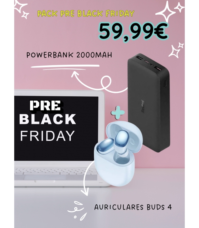 PACK AURICULARES BUDS 4 + POWERBANK 2000MAH