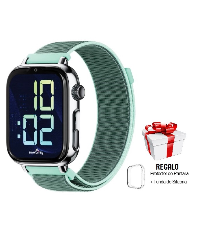 Reloj SaveWatch Plus 2 con GPS y llamada para Niños correa Tela Verde