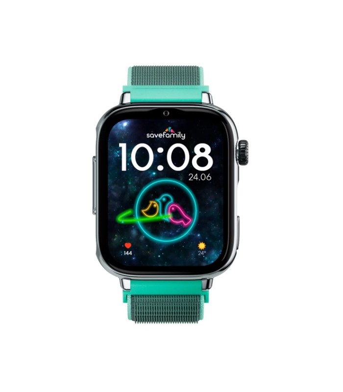 Reloj SaveWatch Plus 2 con GPS y llamada para Niños correa Tela Verde