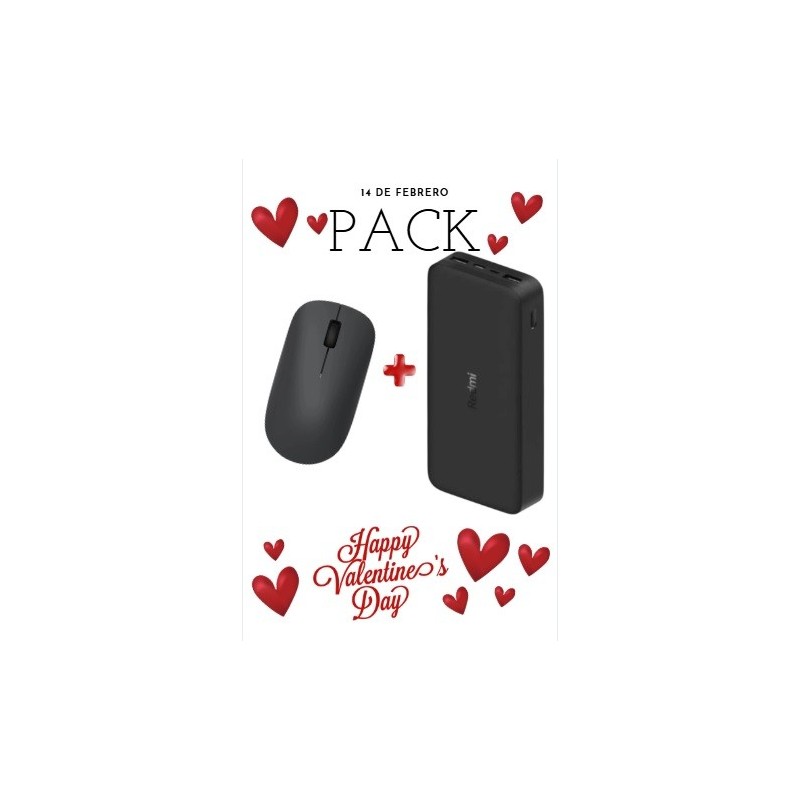PACK SAN VALENTIN RATÓN INALAMBRICO + POWERPBANK 20000MAH