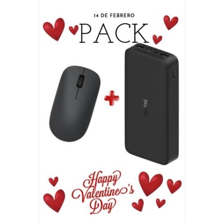 PACK SAN VALENTIN RATÓN INALAMBRICO + POWERPBANK 20000MAH