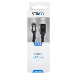 CABLE LIGHTNING (3A) - NEGRO (1m)