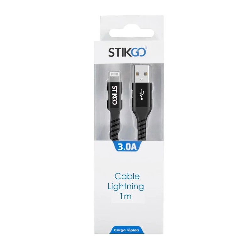 CABLE LIGHTNING (3A) - NEGRO (1m)