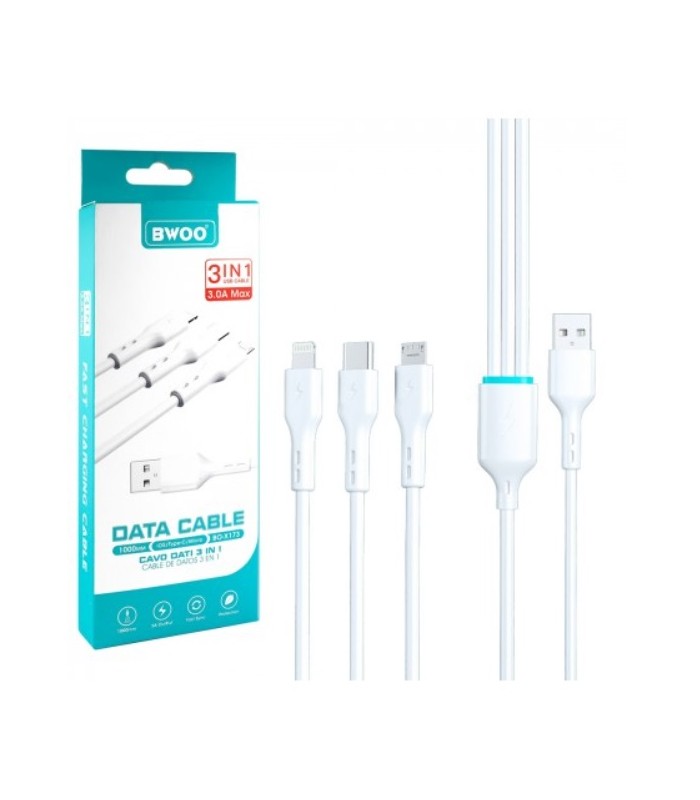 Cable Carga Rápida 3.0A 3 en1 3 Conectores
