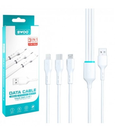 Cable Carga Rápida 3.0A 3 en1 3 Conectores