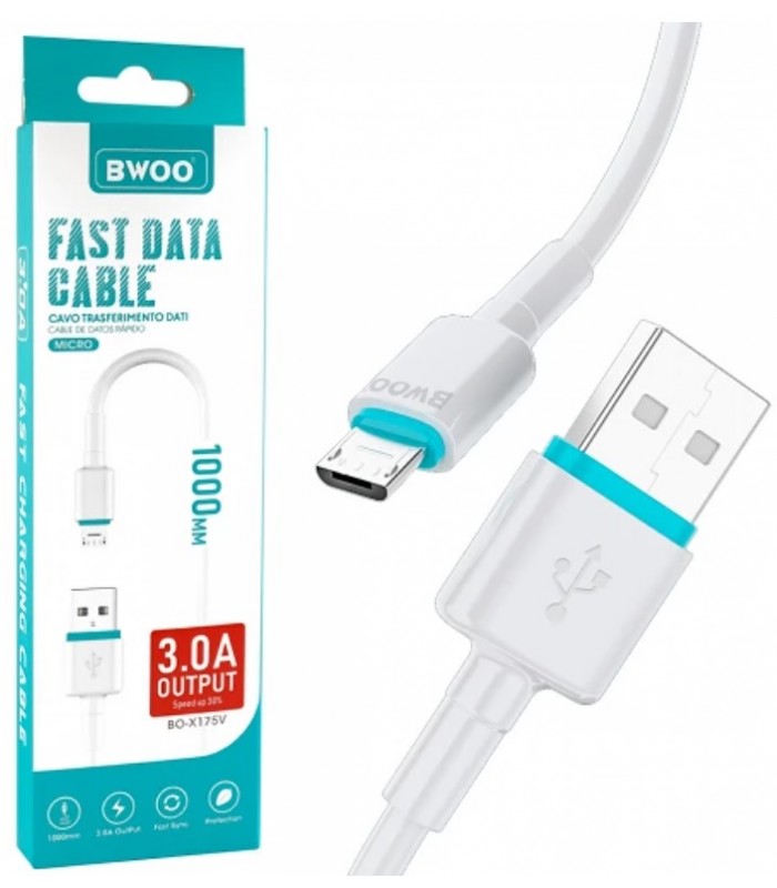Cable BWOO X175V Carga Rápida 3.0A MicroUSB
