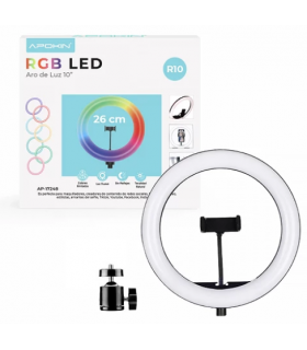 Aro de Luz RGB Multi Color 26CM 10" Soporte para Móvil + Tripode 2,1m