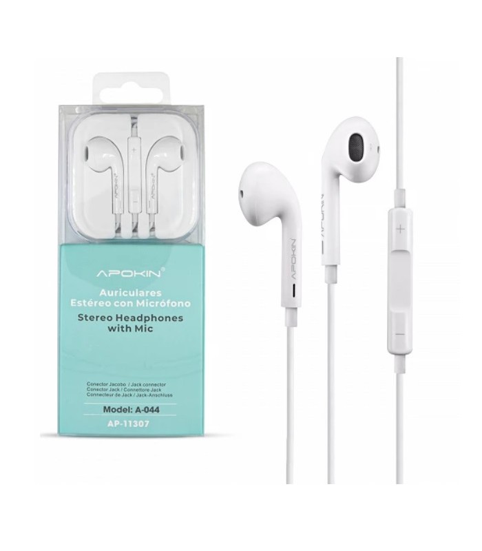 Auriculares estéreo con Micrófono Apokin Blanco