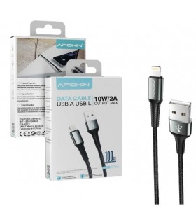 Cable USB-A a Lightning 15W 3A 1M Reforzado Negro