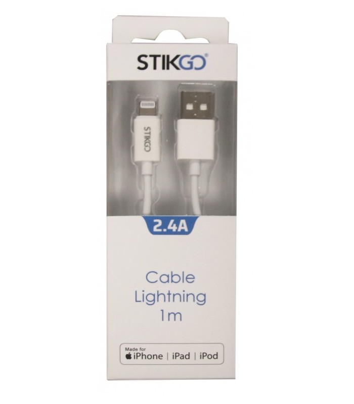 CABLE USB A LIGHTNING 2.0 (MFI) (2.4A) 1m BLANCO